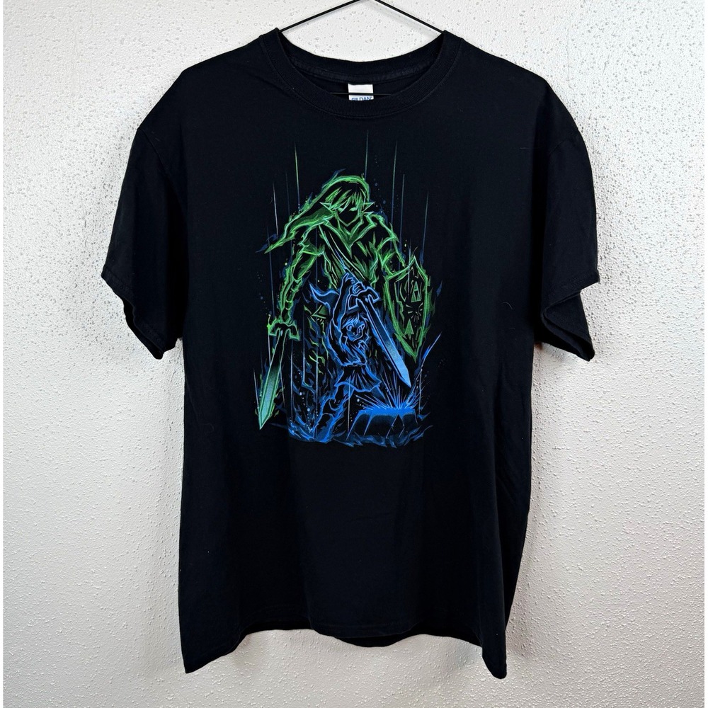 Gildan Ultra Cotton Black Link Legend of Zelda Graphic Tee Crew Neck L